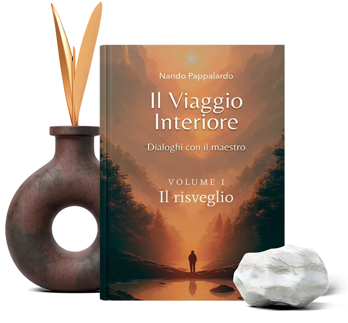 Libro Il Viaggio Interiore con elementi decorativi e saggio in meditazione.