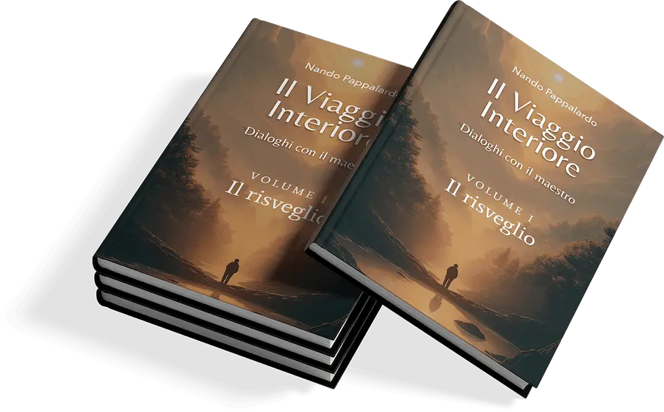 Due copie di Il Viaggio Interiore, volume I, con copertina che mostra una figura su un sentiero.