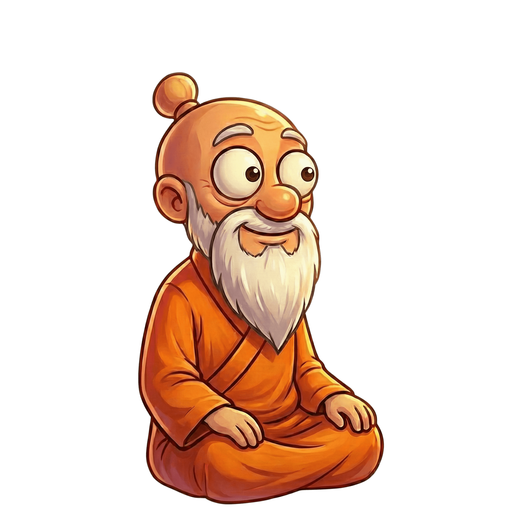 Illustrazione di un saggio in meditazione con vesti arancioni.